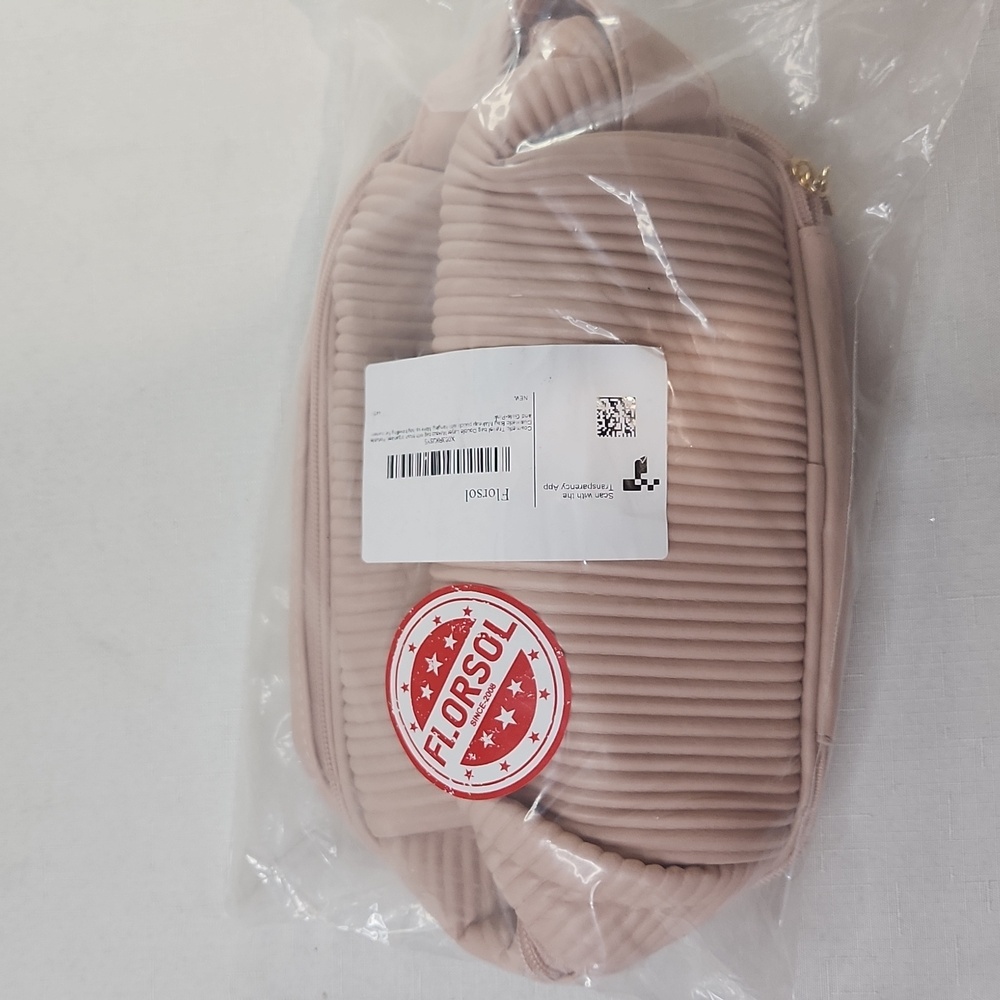 Florsol Blush Colored Textured Cosmetic Make Up Bag. NIB - Picture 8 of 8
